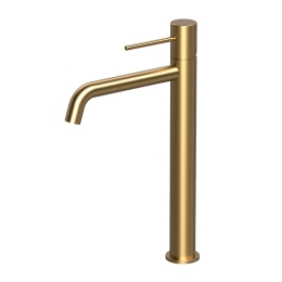 Miscelatore Lavabo Alto In Ottone Oro Spazzolato Smooth Rubicer