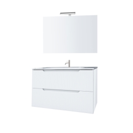 Mobile Bagno Cannettato 60 Cm 2 Cassetti LINE - Bianco Lucido