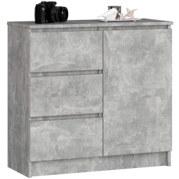 Cassettiera Credenza 80 Cm 3 Cassetti 1 Anta Artika Effetto Cemento