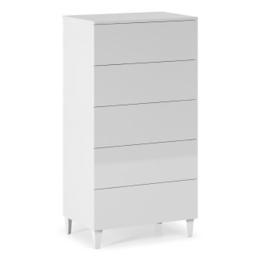 Cassettiera 5 Cassetti Con Piedini 61x40x117 Bianco Lucido Loft