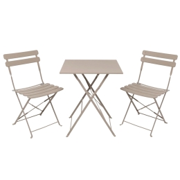 Set Bistrot Pieghevole In Acciaio Tavolo 60x60 2 Sedie Donald Tortora