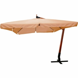 Ombrellone Rettangolare 3x4 Palo In Legno Telo Sabbia