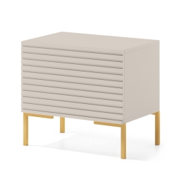 Comodino Cannettato 46 Cm 1 Anta Tortora Piedini Oro Zenith