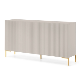 Madia Cannettata 140 Cm 3 Ante Tortora Piedini Oro Zenith