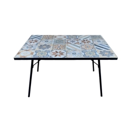 Tavolo Mosaico Da Esterno 120x80 Cm In Acciaio Top In Ceramica Cordova