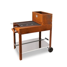Barbecue A Legna In Acciaio Corten 61x90.5xH130 Super Flipper Clementi