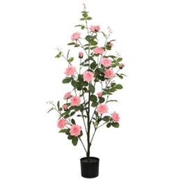 Rosa Artificiale Pianta Ornamentale Con Vaso Nero H 130 Cm