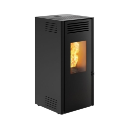 Stufa A Pellet Ad Aria Ventilata 10 kW Lato Nera Caminetti Montegrappa