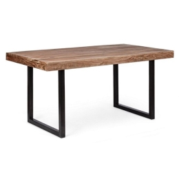 Tavolo In Legno Massello Rustico 100x200 Gambe In Acciaio Egon Bizzotto