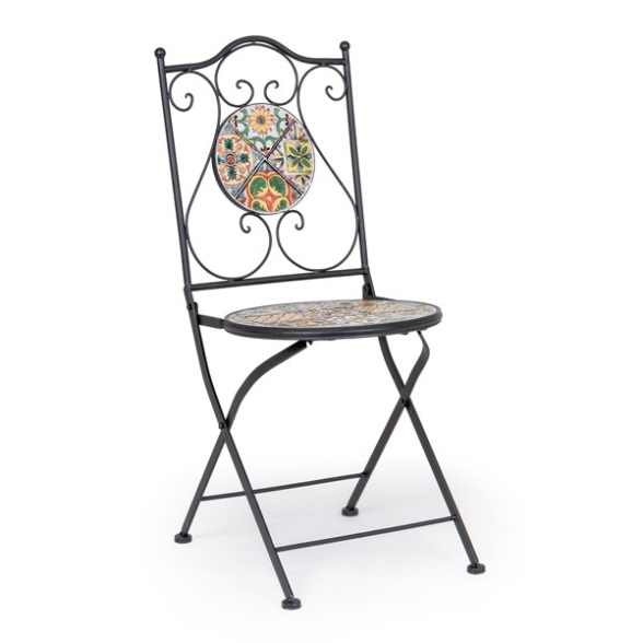 Set bistrò in metallo con maioliche in stile antico Naxos Bizzotto