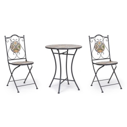 Set bistrò in metallo con maioliche in stile antico Naxos Bizzotto