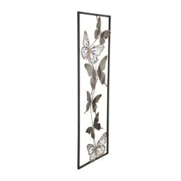 Pannello Decorativo Murale In Ferro Farfalle 31x2,5x90 Cm Nero/Argento