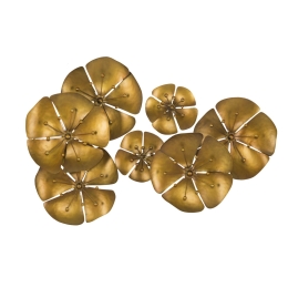 Pannello Decorativo In Ferro 80x6x57 Cm Flowe Goldy Oro Ver.B