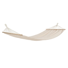 Amaca Da Giardino 200x100 Cm In Tessuto Ecru Con Barra In Legno Bizzotto
