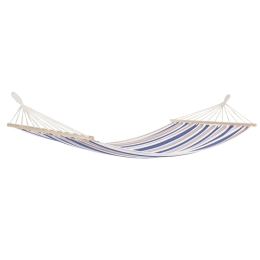 Amaca Da Giardino 200x100 Cm A Righe Blu Con Barra In Legno