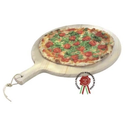 Tagliere In Legno Rotondo Per Pizza Da 34 Cm Con Manico Made In Italy