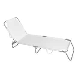 Lettino Prendisole Pieghevole A Valigetta 190x58 cm In Acciaio Bianco