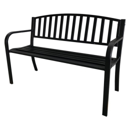 Panca Da Esterni Nera In Acciaio Con Braccioli 119x50xH75 cm Per Arredo