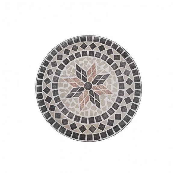 Set tavolo rotondo 60 cm in mosaico Capri + 2 sedie pieghevoli in ferro