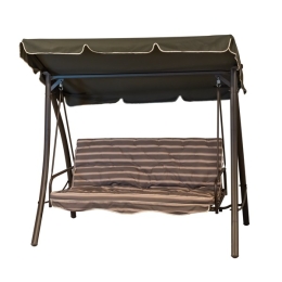 Dondolo Letto 3 Posti Schienale Reclinabile 202x115x170 Moka A Righe