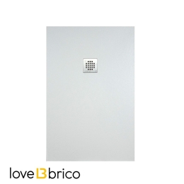 Piatto doccia FLAT 70x100 cm bianco effetto pietra in mineralmarmo con griglia e piletta sifonata