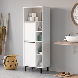 Colonna Da Bagno Multiuso Con Vani A Giorno Ed Ante Ocean Bianca