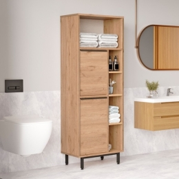 Colonna Da Bagno Multiuso Con Vani A Giorno Ed Ante Ocean Legno