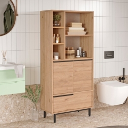 Mobile Multiuso Da Bagno Con Vani Ed Ante 75x36x160 Legno Ocean