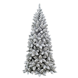 Albero di Natale abete artificiale bianco innevato 210 cm Fiocco Slim 820 rami