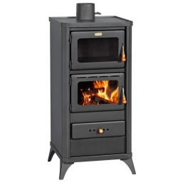 Stufa A Legna Con Forno 16 kW In Acciaio E Ghisa Fime Antracite