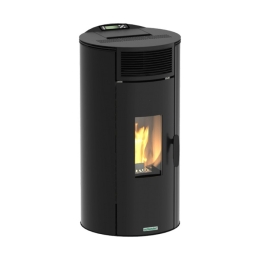 Stufa A Pellet Ventilata Ad Aria Kos 9 Ermetica Cilindrica Schuster Nera