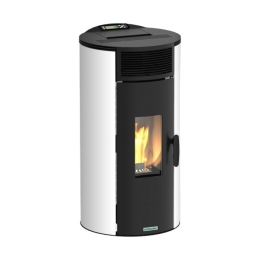 Stufa A Pellet Ventilata Ad Aria Kos 9 Ermetica Cilindrica Schuster Bianca