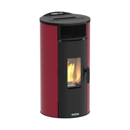 Stufa A Pellet Ventilata Ad Aria Kos 9 Ermetica Cilindrica Schuster Rossa